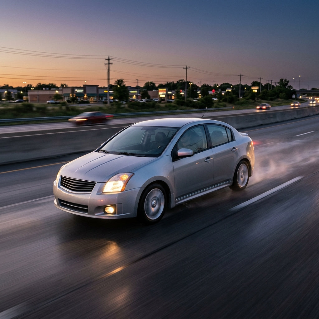 Action Shot: Nissan Sentra Driving Fast