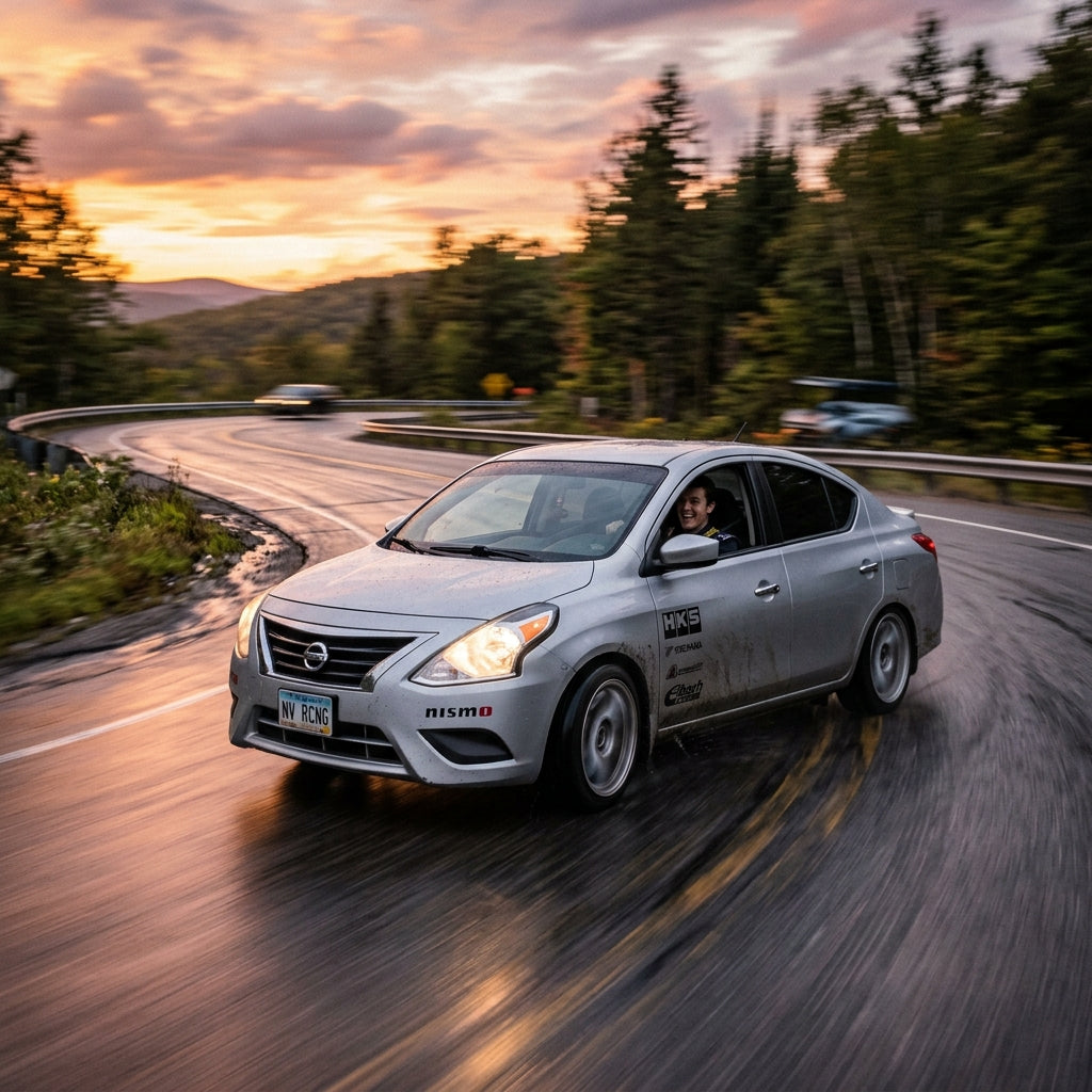 Action Shot: Nissan Versa Driving Fast