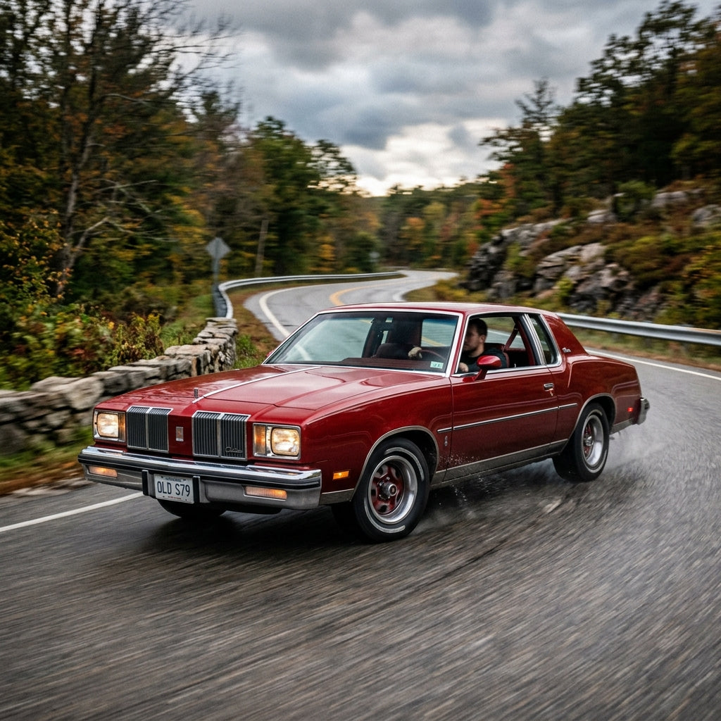 Action Shot: Oldsmobile Cutlass Driving Fast