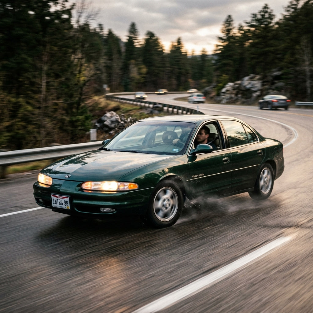 Action Shot: Oldsmobile Intrigue Driving Fast