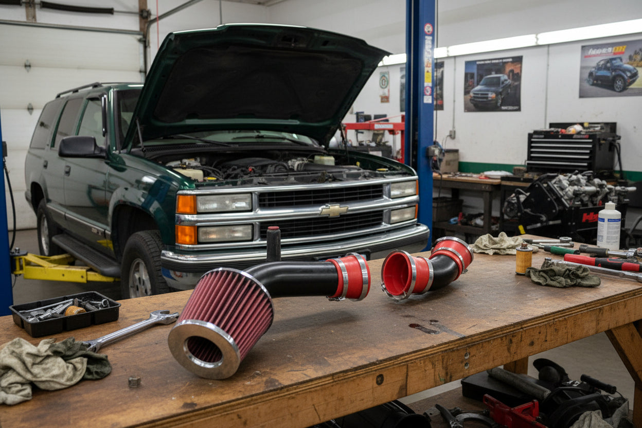 Cold Air Intake for GMC Suburban (1996-1999) With 5.0L 5.7L V8 Engine Black Red Default Title