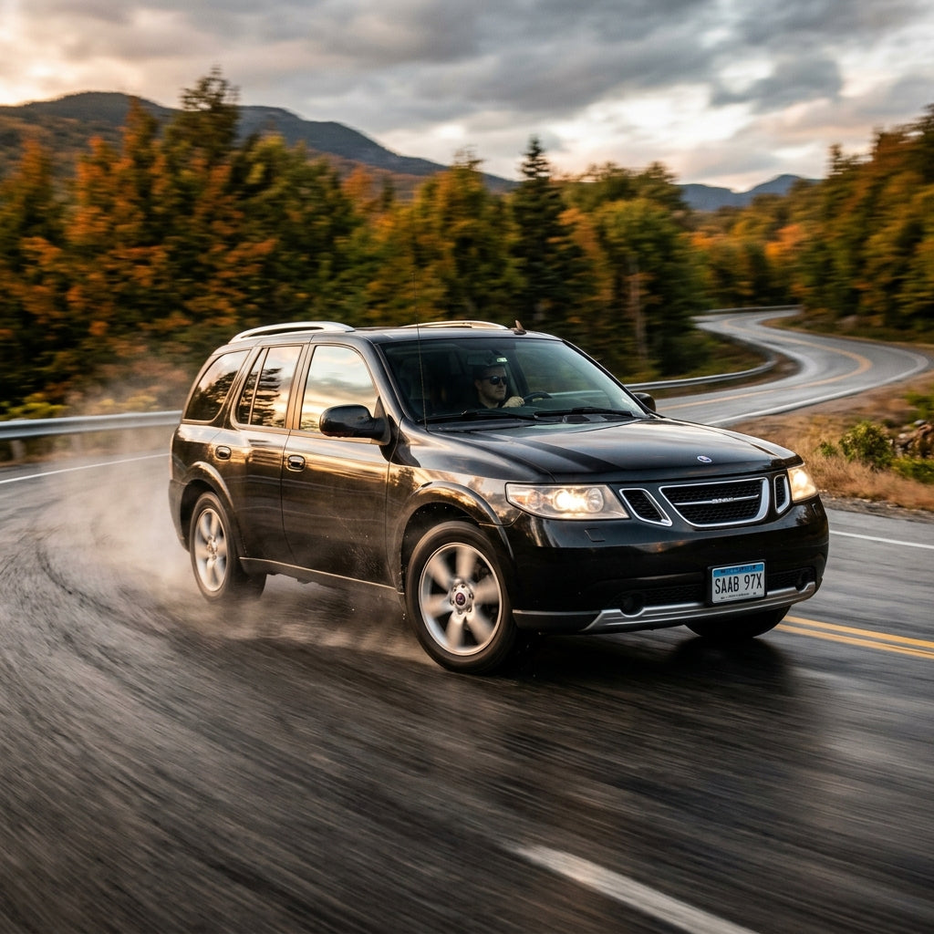 Action Shot: Saab 9-7X Driving Fast