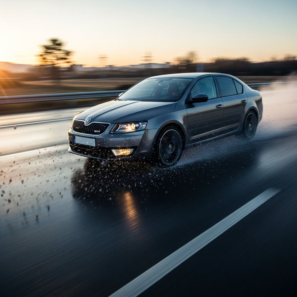 Action Shot: Skoda Octavia Driving Fast