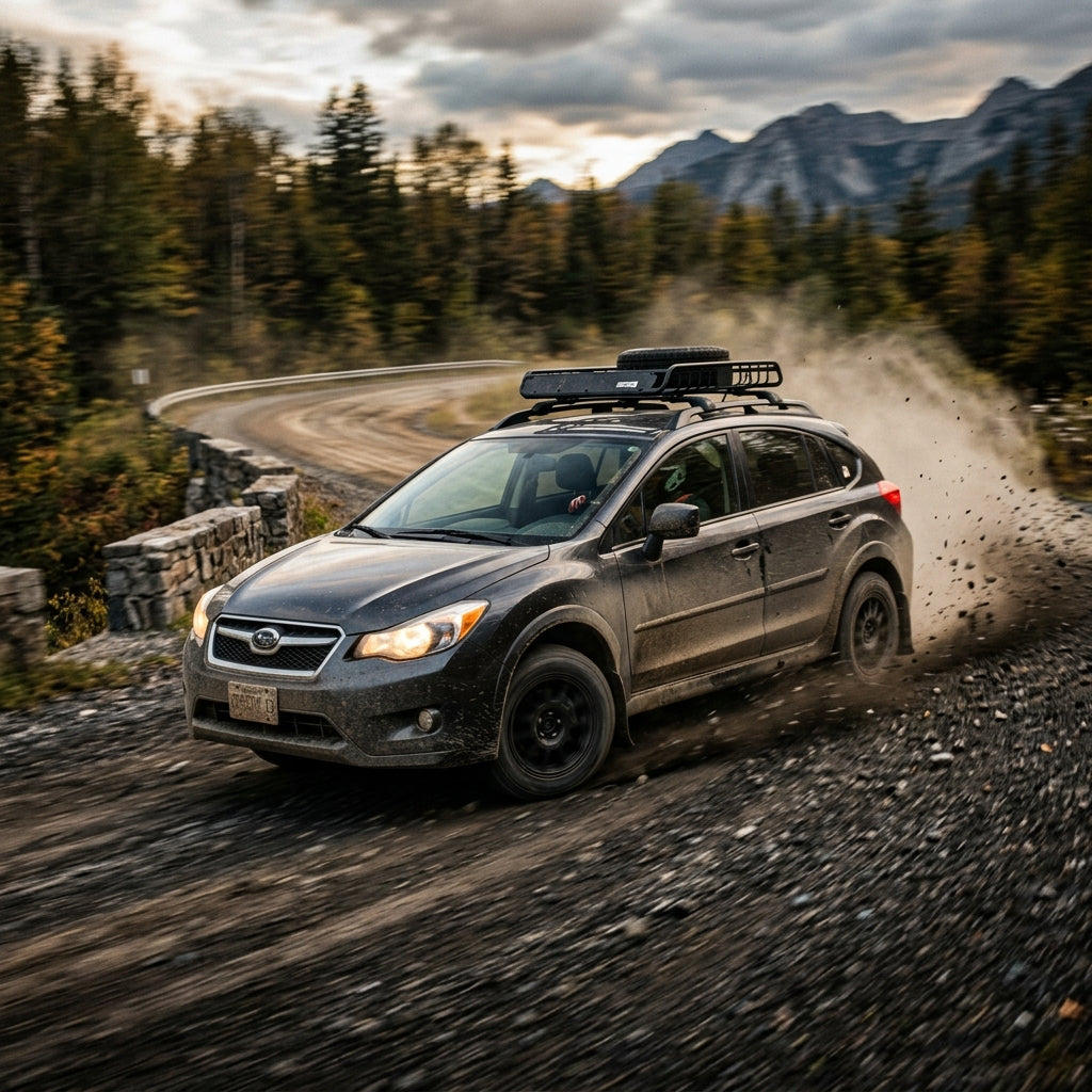 Action Shot: Subaru Crosstrek Driving Fast