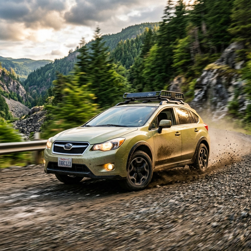 Action Shot: Subaru Crosstrek Driving Fast