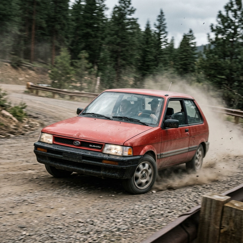 Action Shot: Subaru Justy Driving Fast