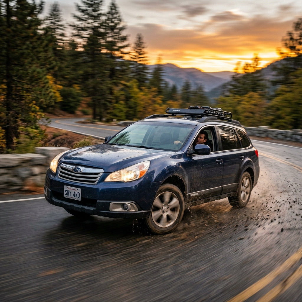 Action Shot: Subaru Legacy,Outback Driving Fast