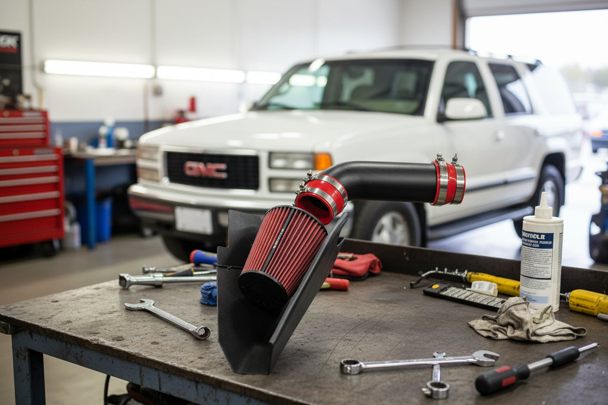 Performance Air Intake W/Heat Shield for GMC Yukon Denali (1996-2000) with 5.0L/5.7L V8 Engine Red Default Title