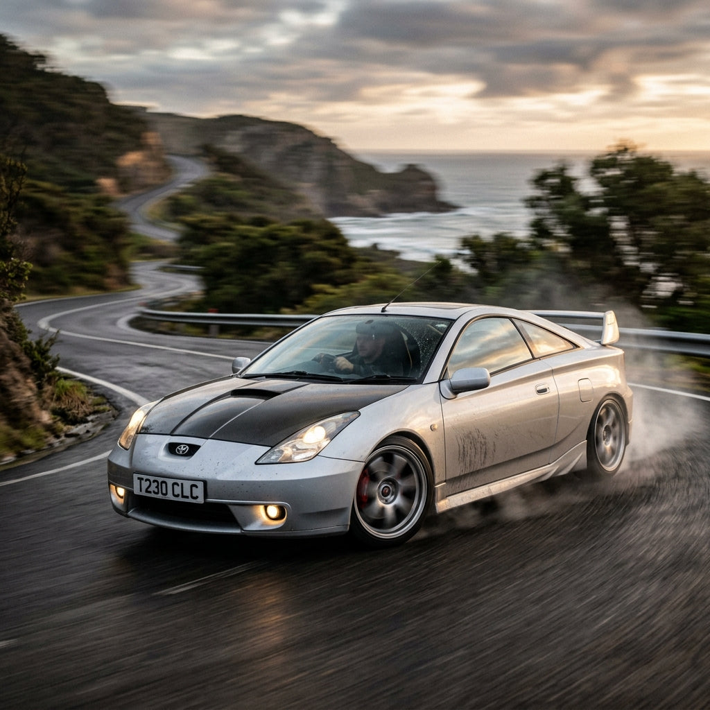 Action Shot: Toyota Celica Driving Fast