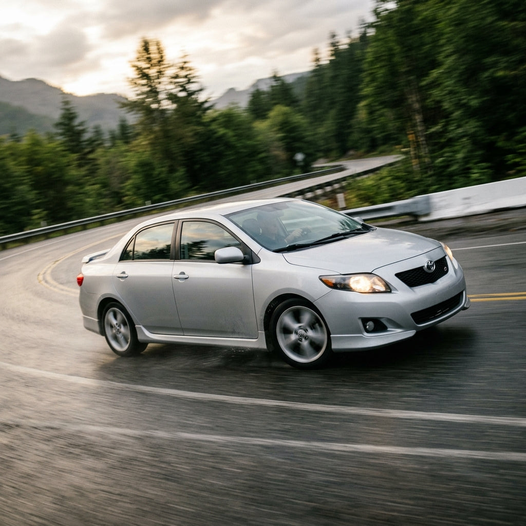 Action Shot: Toyota Corolla Driving Fast