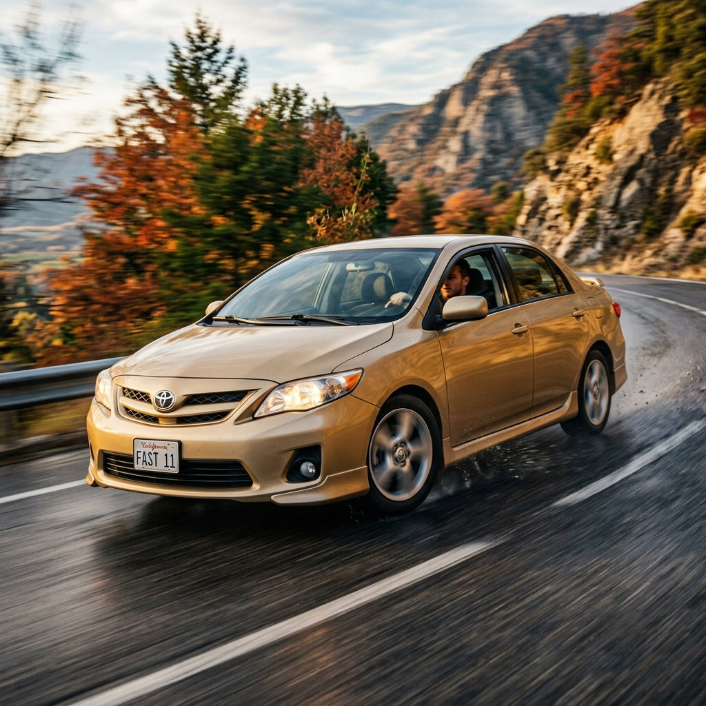 Action Shot: Toyota Corolla Driving Fast