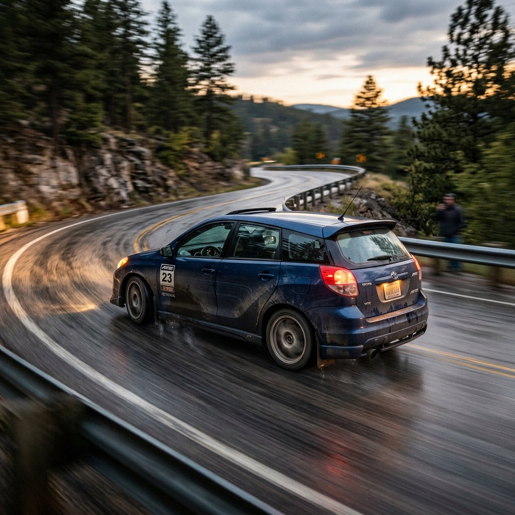 Action Shot: Toyota Corolla,Matrix Driving Fast