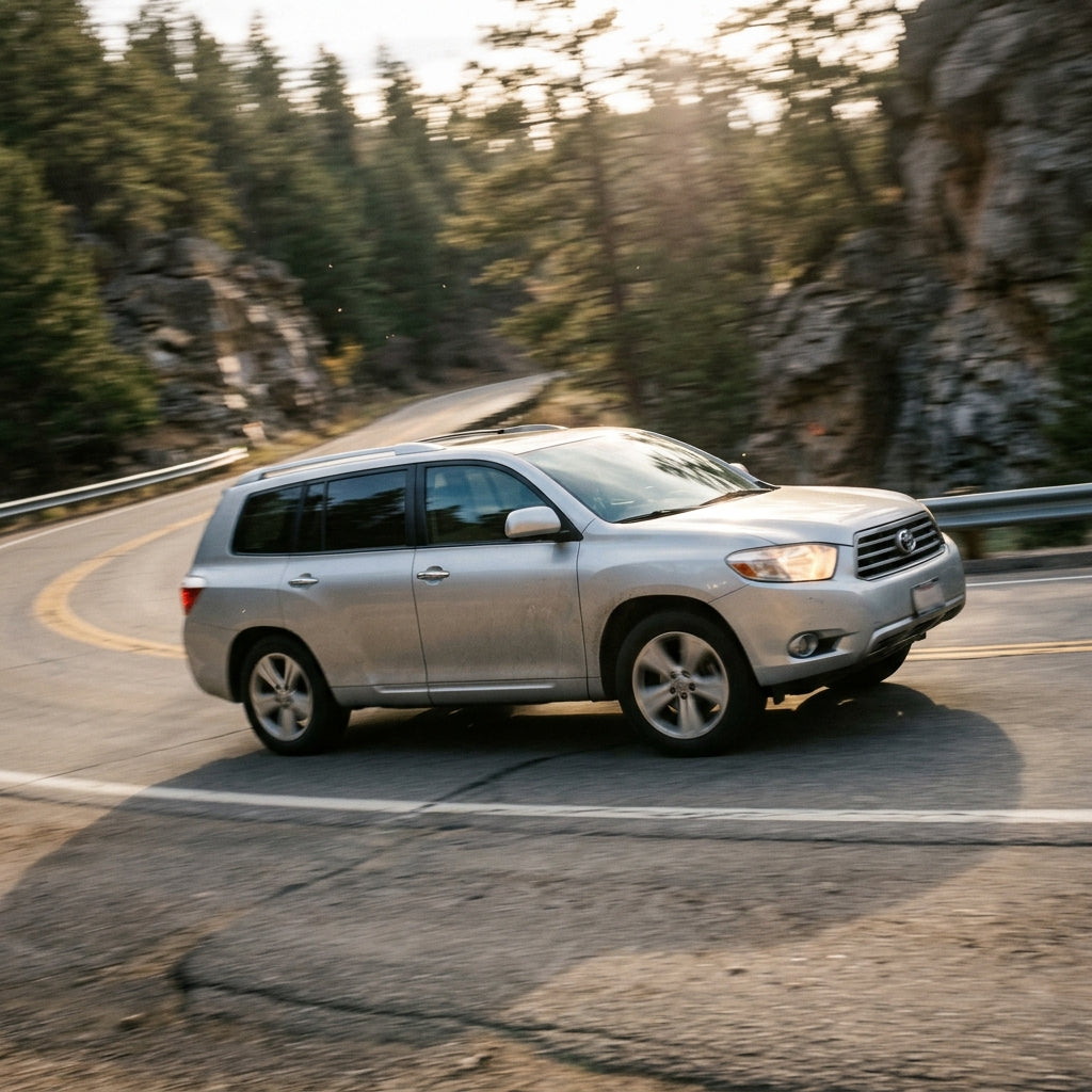 Action Shot: Toyota Highlander Driving Fast