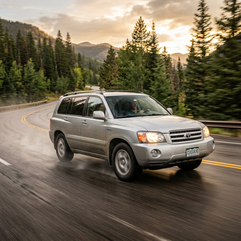 Action Shot: Toyota Highlander Driving Fast
