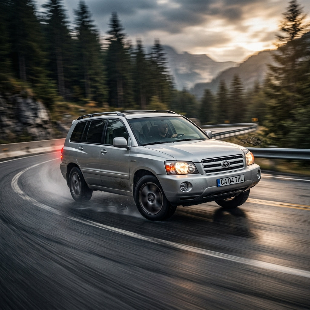 Action Shot: Toyota Highlander Driving Fast