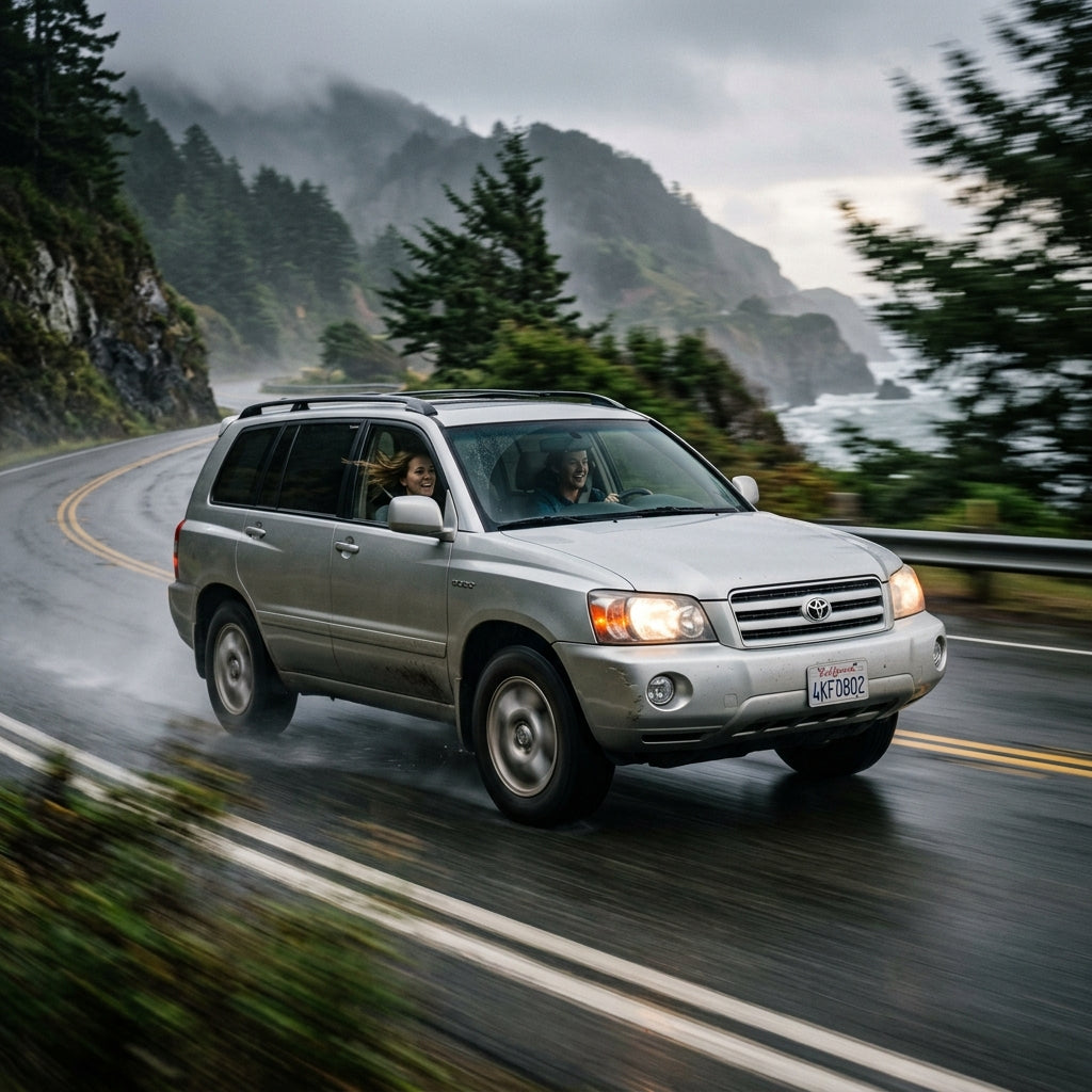 Action Shot: Toyota Highlander Driving Fast