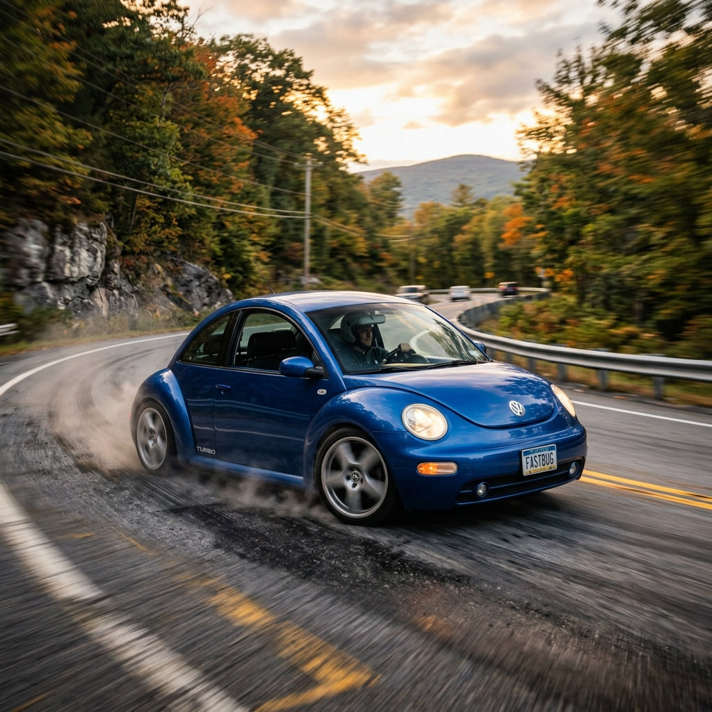 Action Shot: Volkswagen Beetle Driving Fast