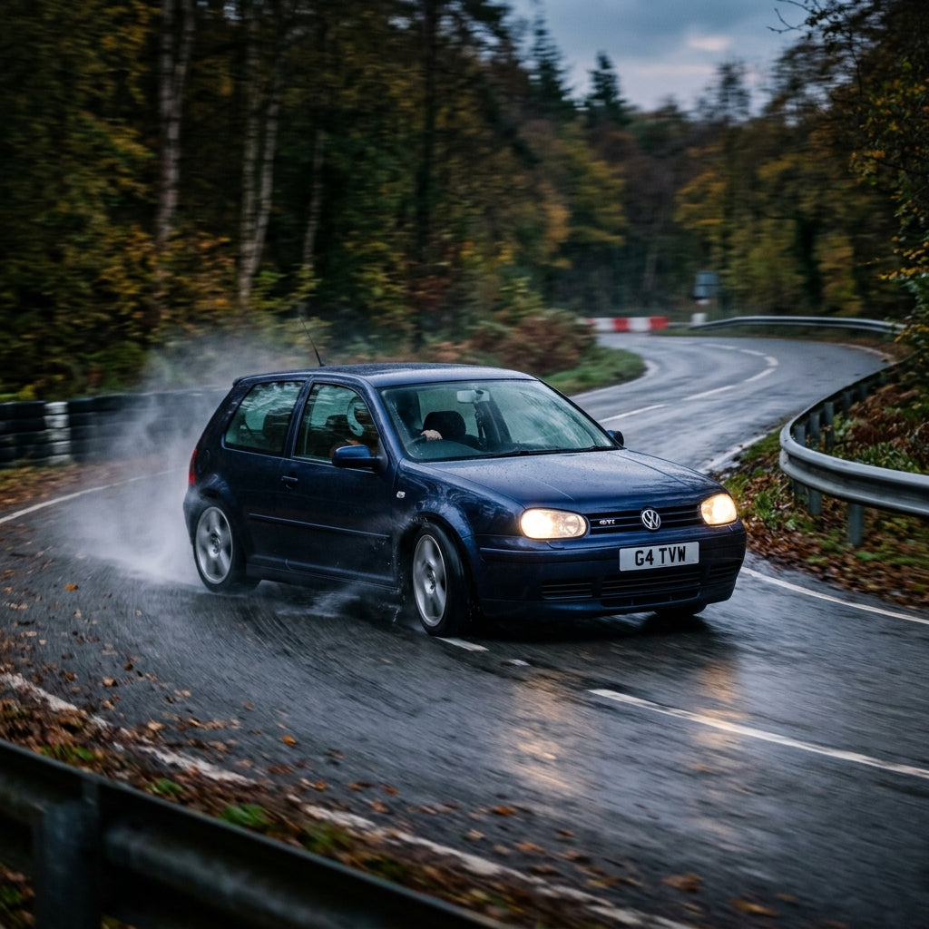 Action Shot: Volkswagen Golf Driving Fast