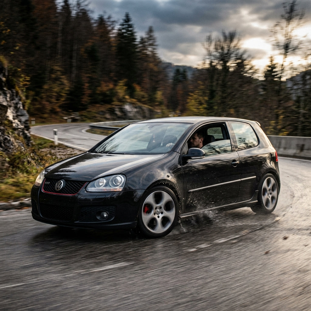 Action Shot: Volkswagen Golf GTI Driving Fast