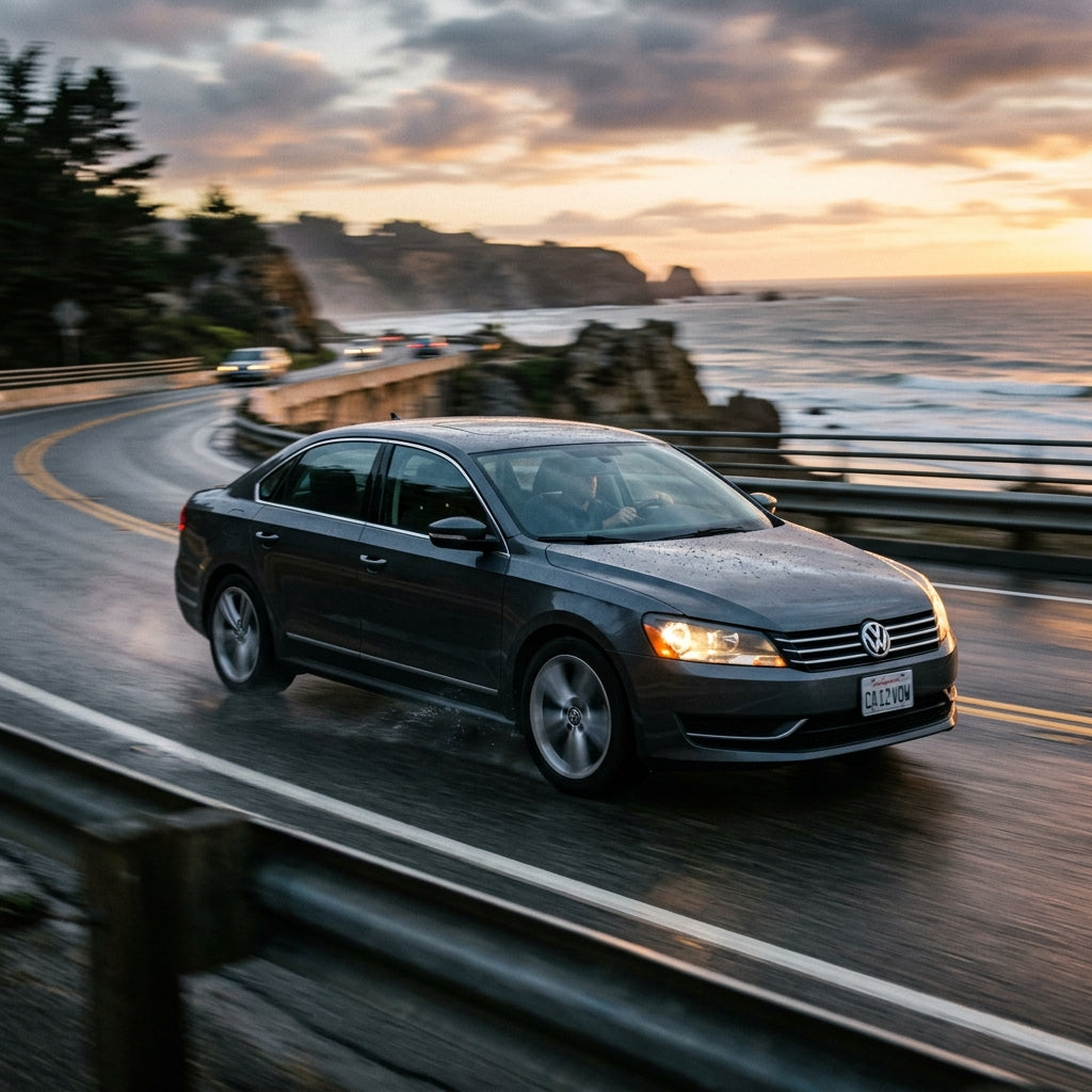 Action Shot: Volkswagen Passat Driving Fast