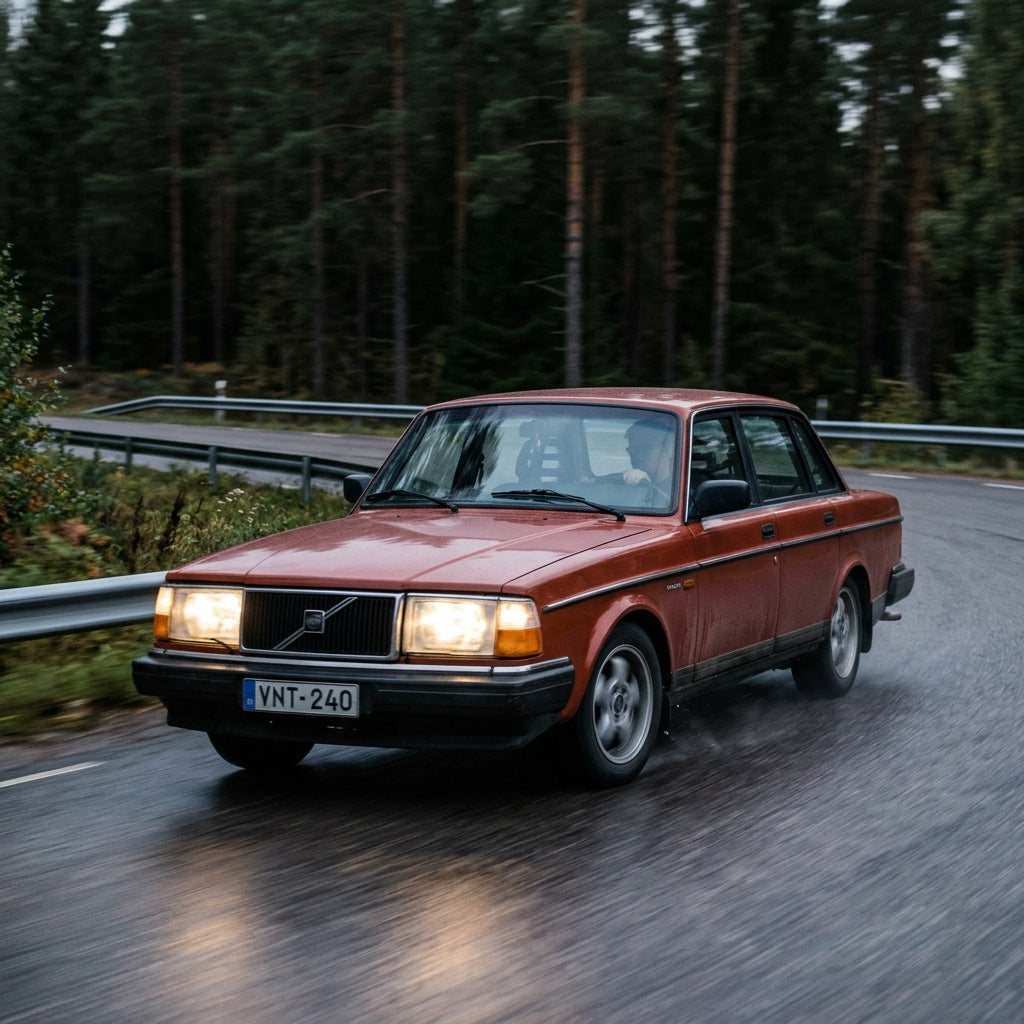 Action Shot: Volvo 240,760 Driving Fast