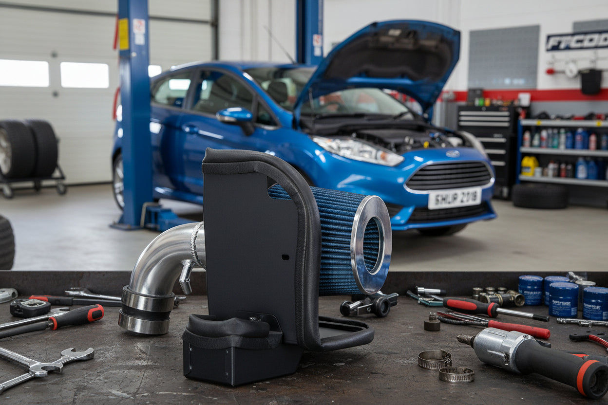 Performance Air Intake w/Heat Shield For Ford Fiesta (2008-2018) with 1.6L Engine Blue Default Title