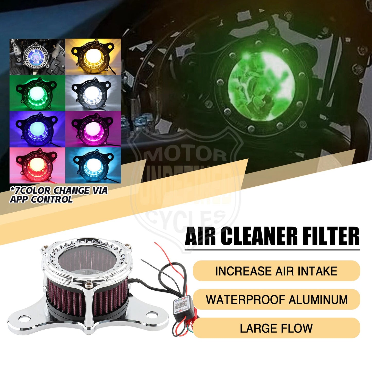 For Harley Air Cleaner Intake Filter LED Touring Street Road Glide Softail Dyna (1993+)