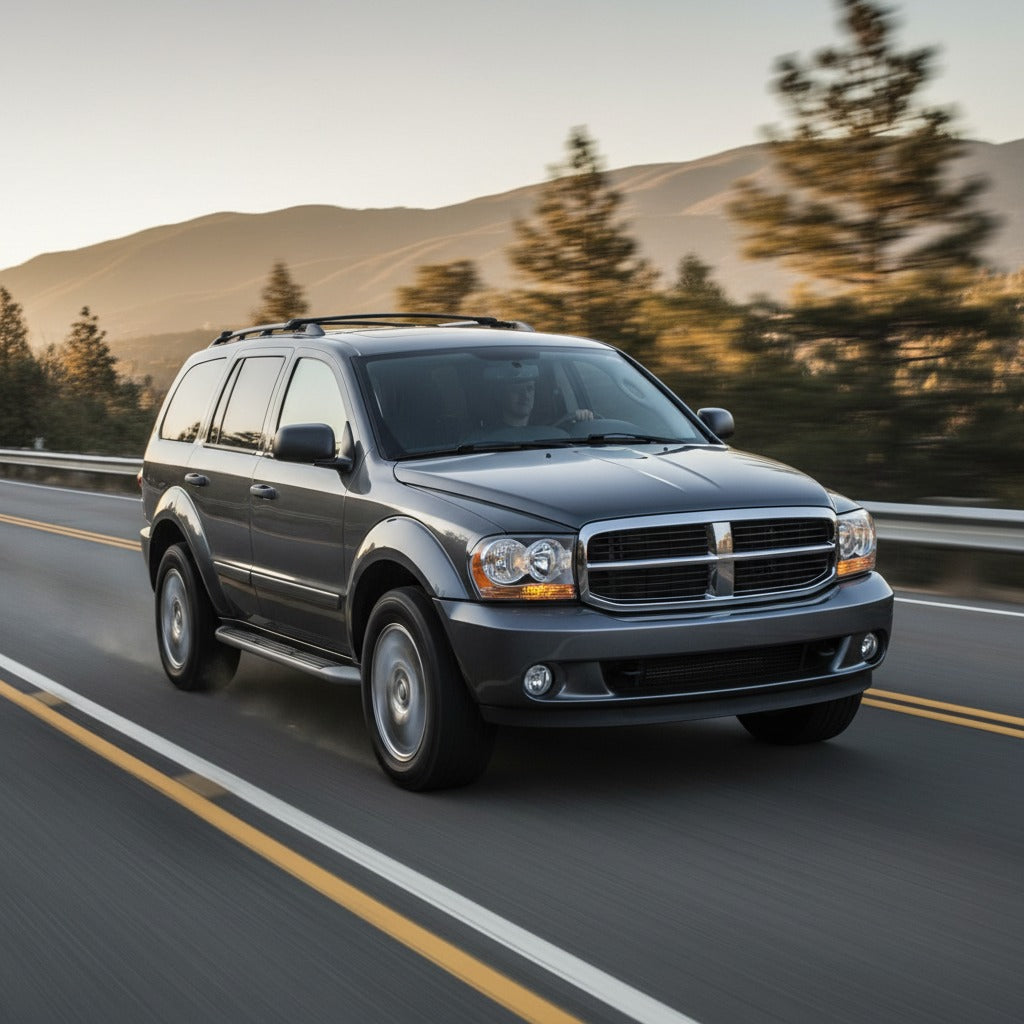 Grey Dodge Durango driving on the highway