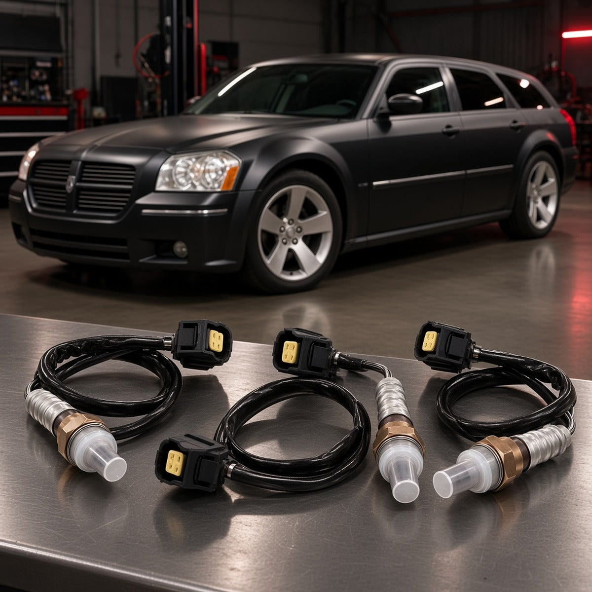 Dodge Magnum (2005-2008) oxygen sensors on garage workbench
