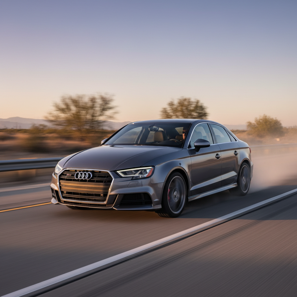 Square image of A 2015–2025 A3 2.0L Turbo driving very fast showing excitement