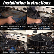 14" x 3" Round Washable Air Cleaner w/ Chrome Lid For SBC BBC 350