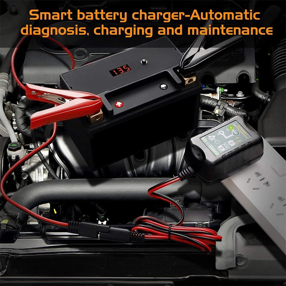 6V 12V Automatic 1.5 Amp Battery Charger for Car Motorcycle Car ATV