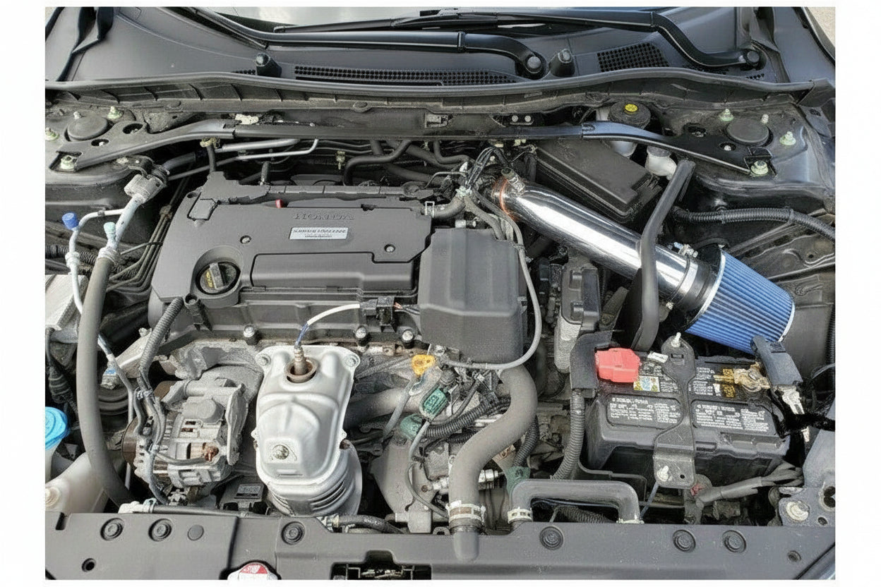 Cold Air Intake W/Heat Shield For Honda Accord (2013-2017) LX EX SE With 2.4L Engine - Blue