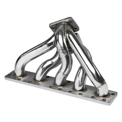 Header Exhaust Manifold Stainless Chrome for Audi S4/200 Quatro (1989-1997) with 2.2L L5 Turbo Engine