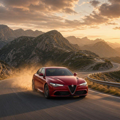 Stage 1 Performance Chip for Alfa Romeo - Boost HP & Torque | OBD2 Plug & Play Module - Alfa Romeo Giulia driving fast