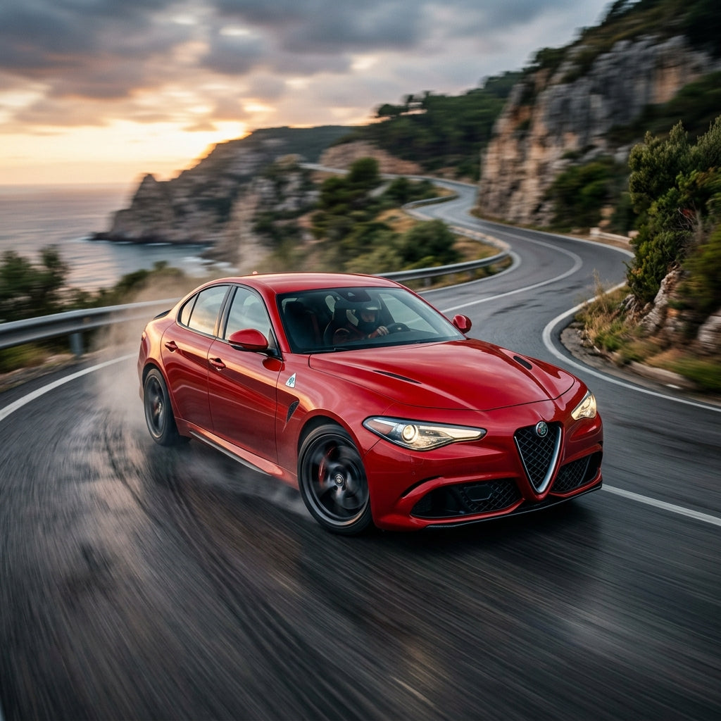 Action Shot: Alfa Romeo Giulia Driving Fast