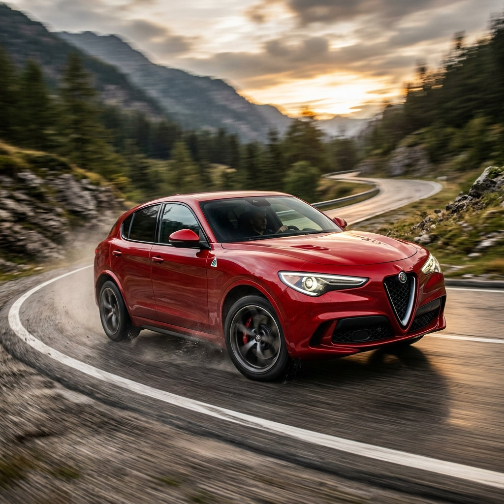 Action Shot: Alfa Romeo Stelvio Driving Fast