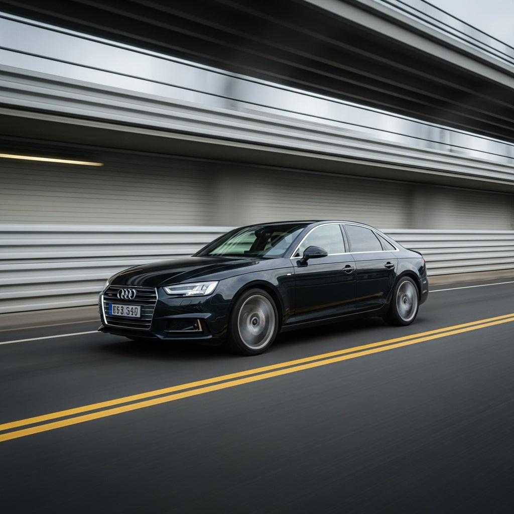Action Shot: Audi A4 Driving Fast