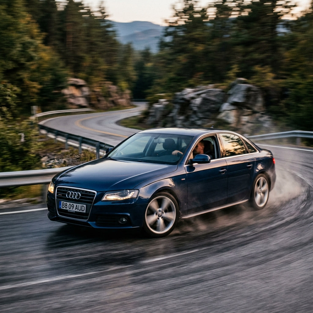 Action Shot: Audi A4 Driving Fast