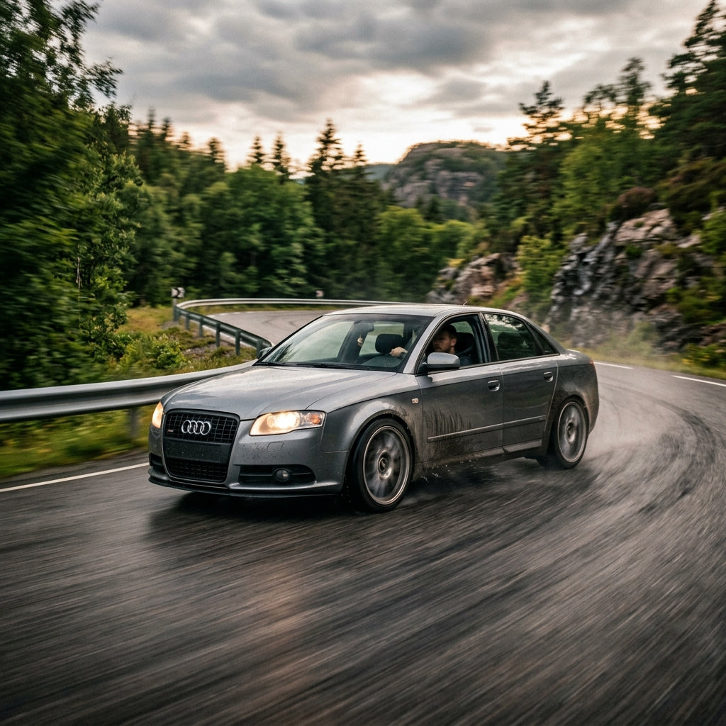 Action Shot: Audi A4 Driving Fast