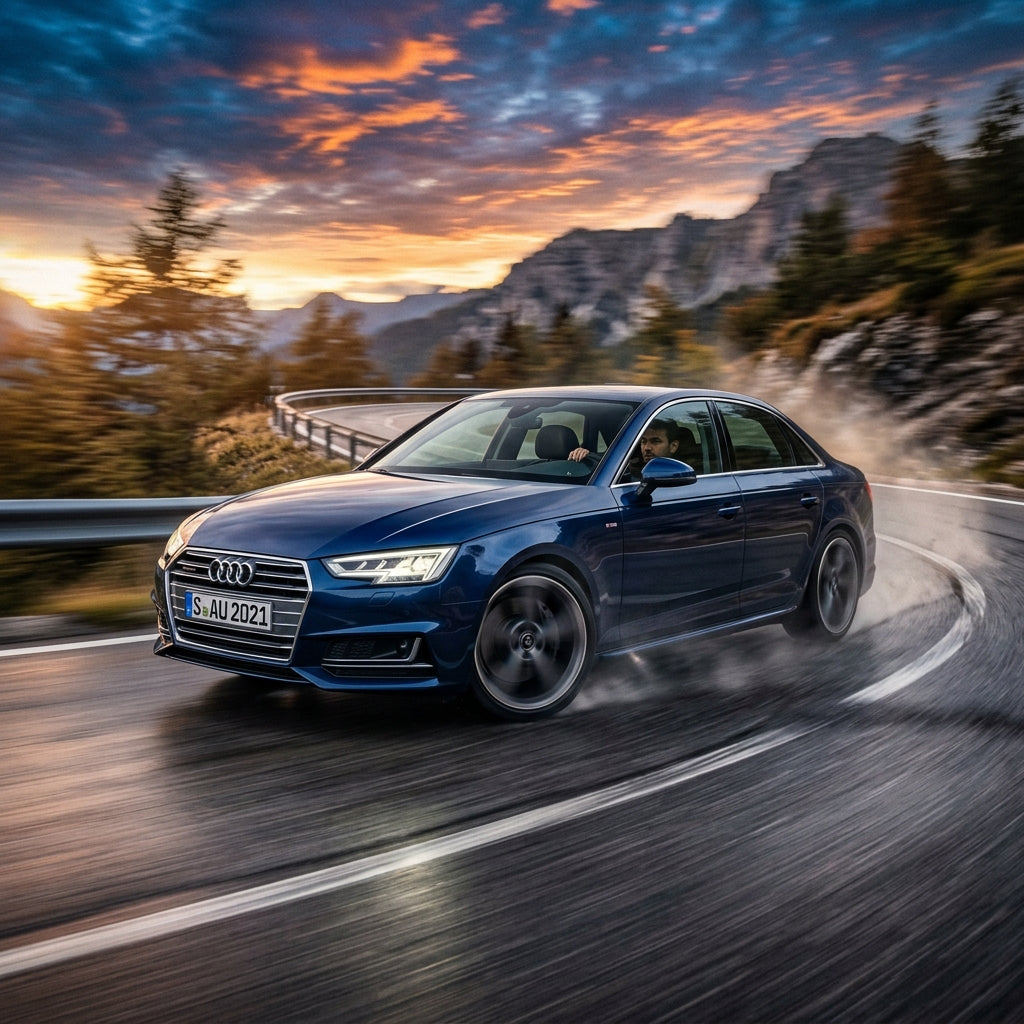 Action Shot: Audi A4 Driving Fast