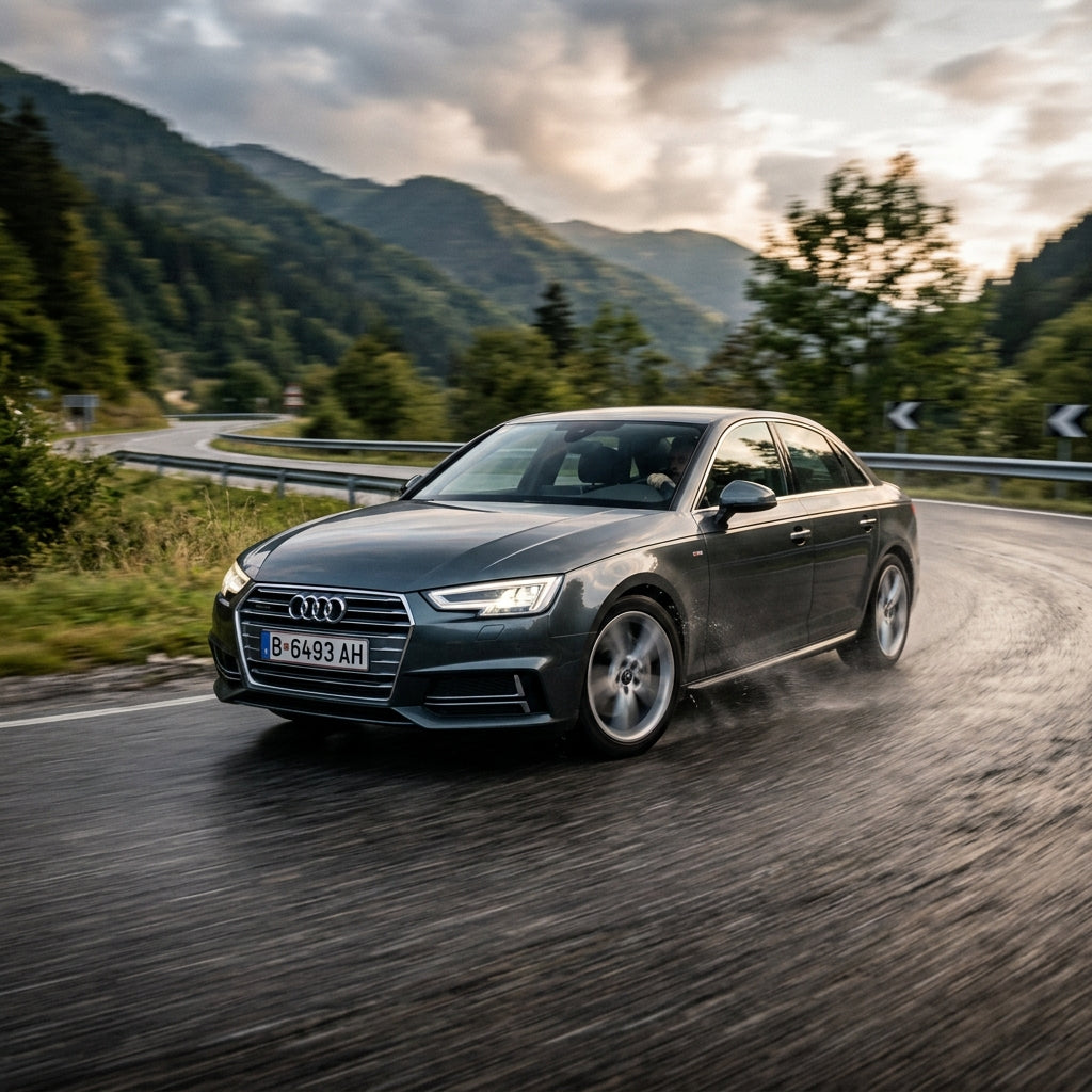 Action Shot: Audi A4 Driving Fast