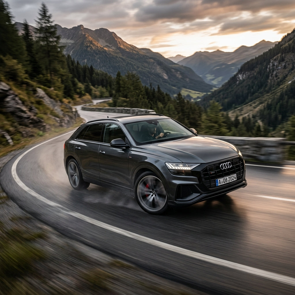 Action Shot: Audi Q7,Q8 Driving Fast