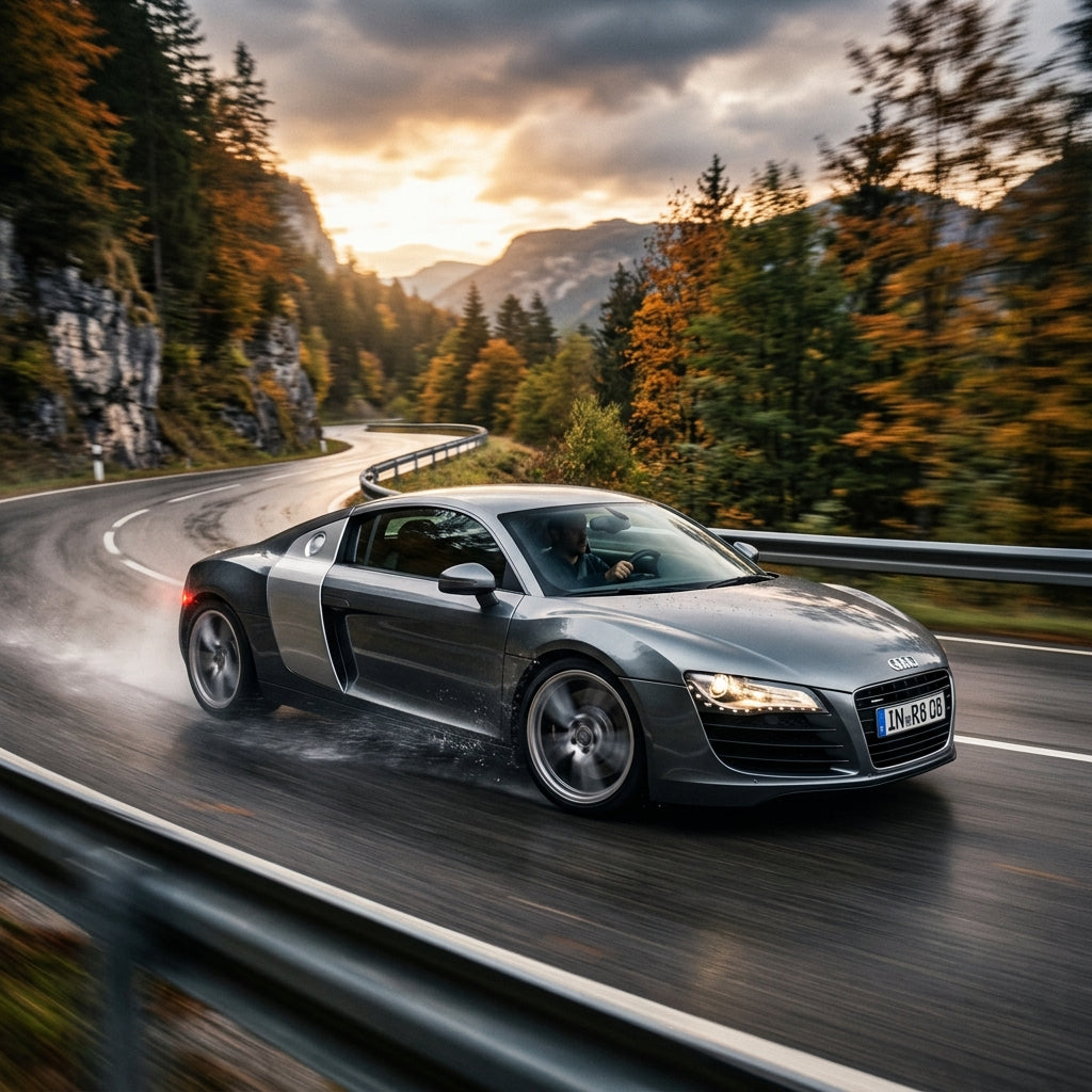 Action Shot: Audi R8 Driving Fast