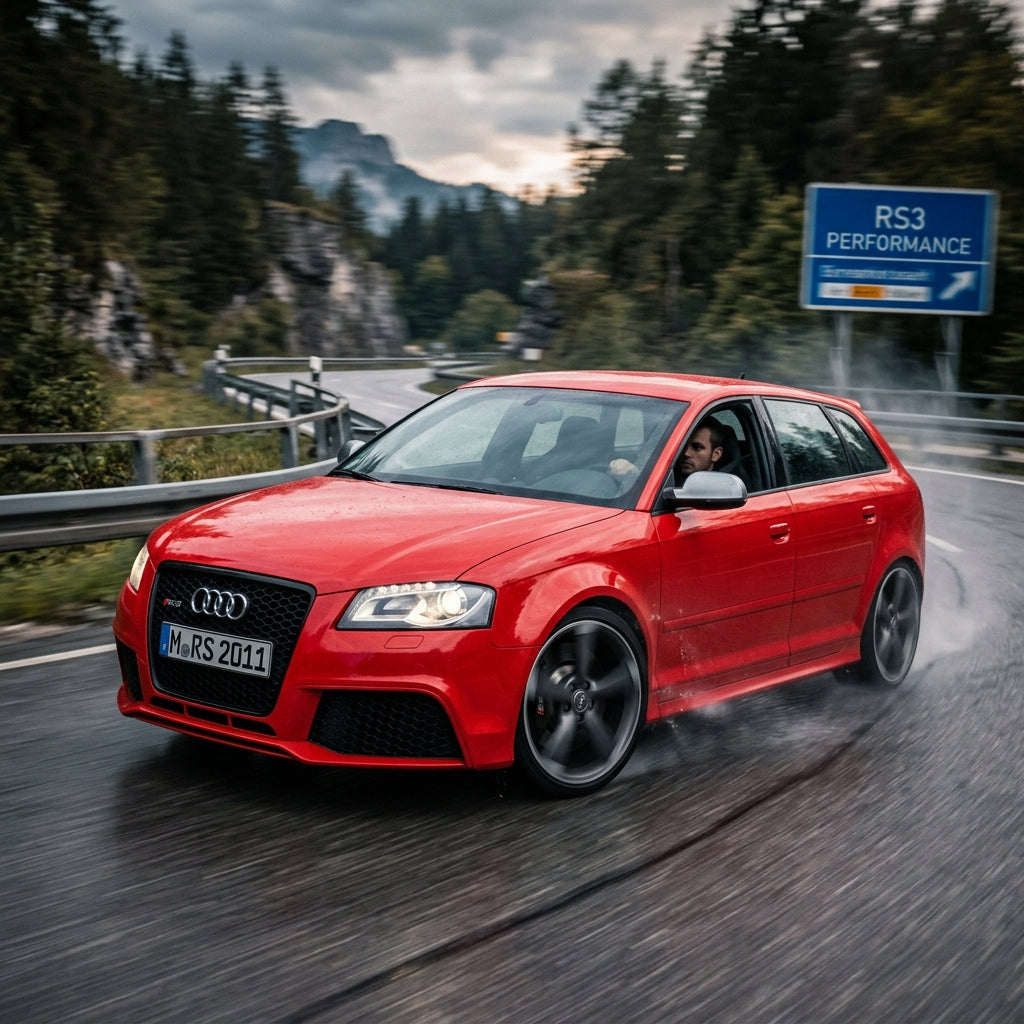 Action Shot: Audi RS3 Driving Fast