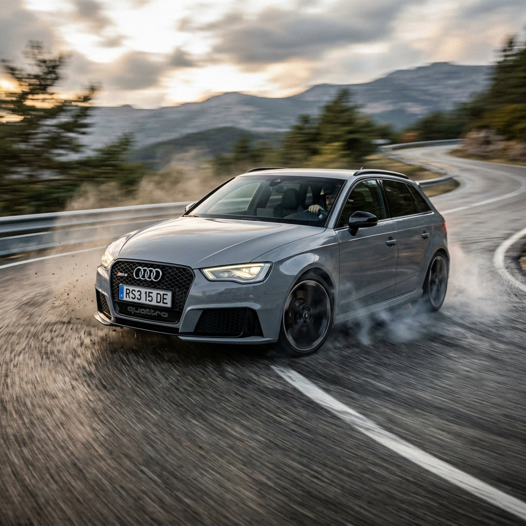 Action Shot: Audi RS3 Driving Fast