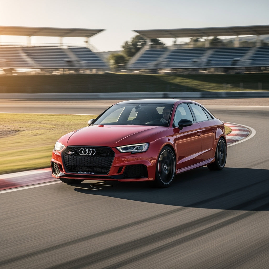 Action Shot: Audi, Volkswagen A3, GTI, Golf Driving Fast