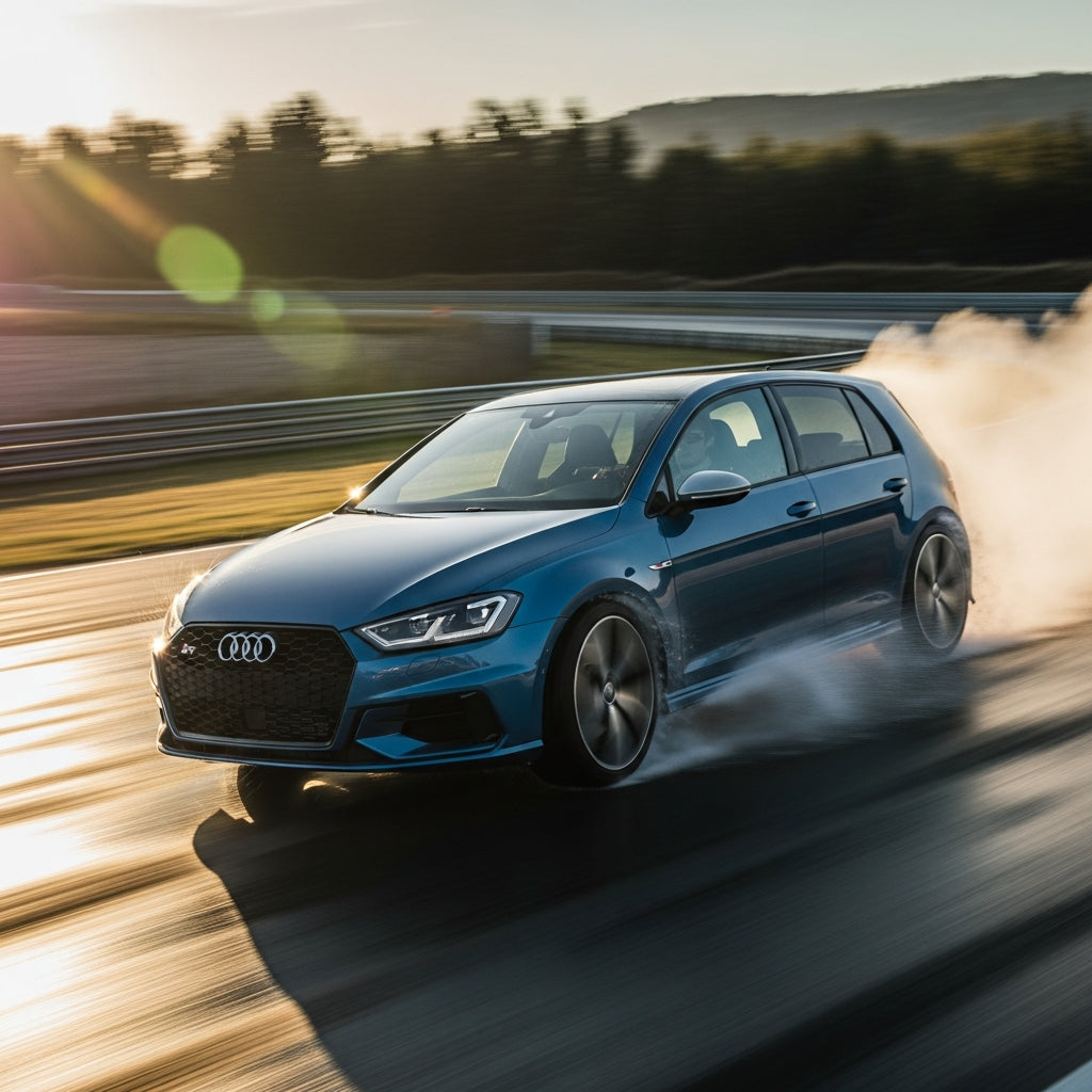 Action Shot: Audi, Volkswagen A3, S3, Golf GTI, Golf R Driving Fast