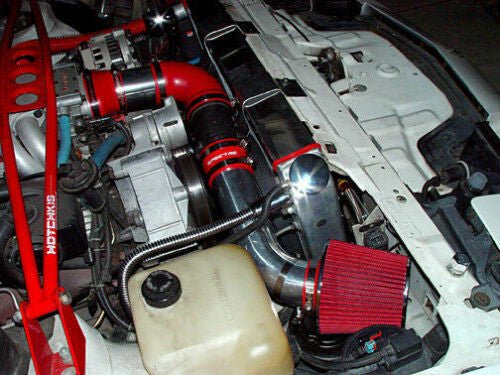 Kit De Admisión De Aire Y Filtro Rojo Para Pontiac Firebird TPI 1990-92 3.1L V6 - Tubo Cromado