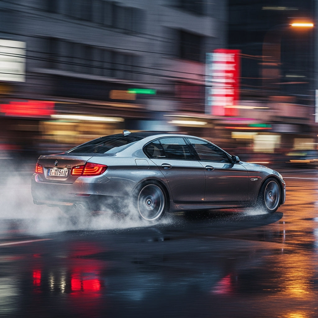 Action Shot: BMW 5 Series Driving Fast